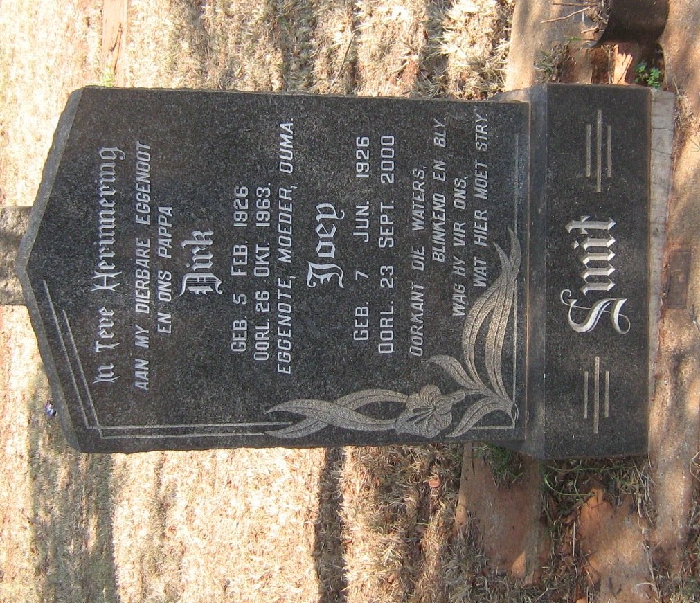 SMIT Dirk 1926-1963 &amp; Joey 1926-2000