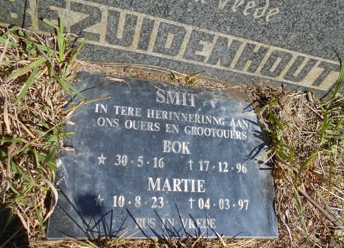 SMIT Bok 1916-1996 &amp; Martie 1923-1997