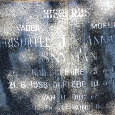 SNYMAN Christoffel J. 1891-1958 &amp; Anna M. 1894-1964