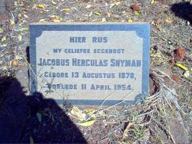 SNYMAN Jacobus Herculas 1878-1954