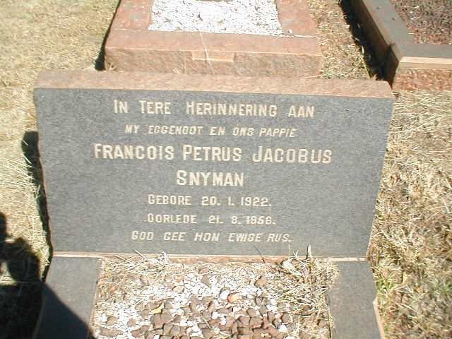SNYMAN Francois Petrus Jacobus 1922-1956