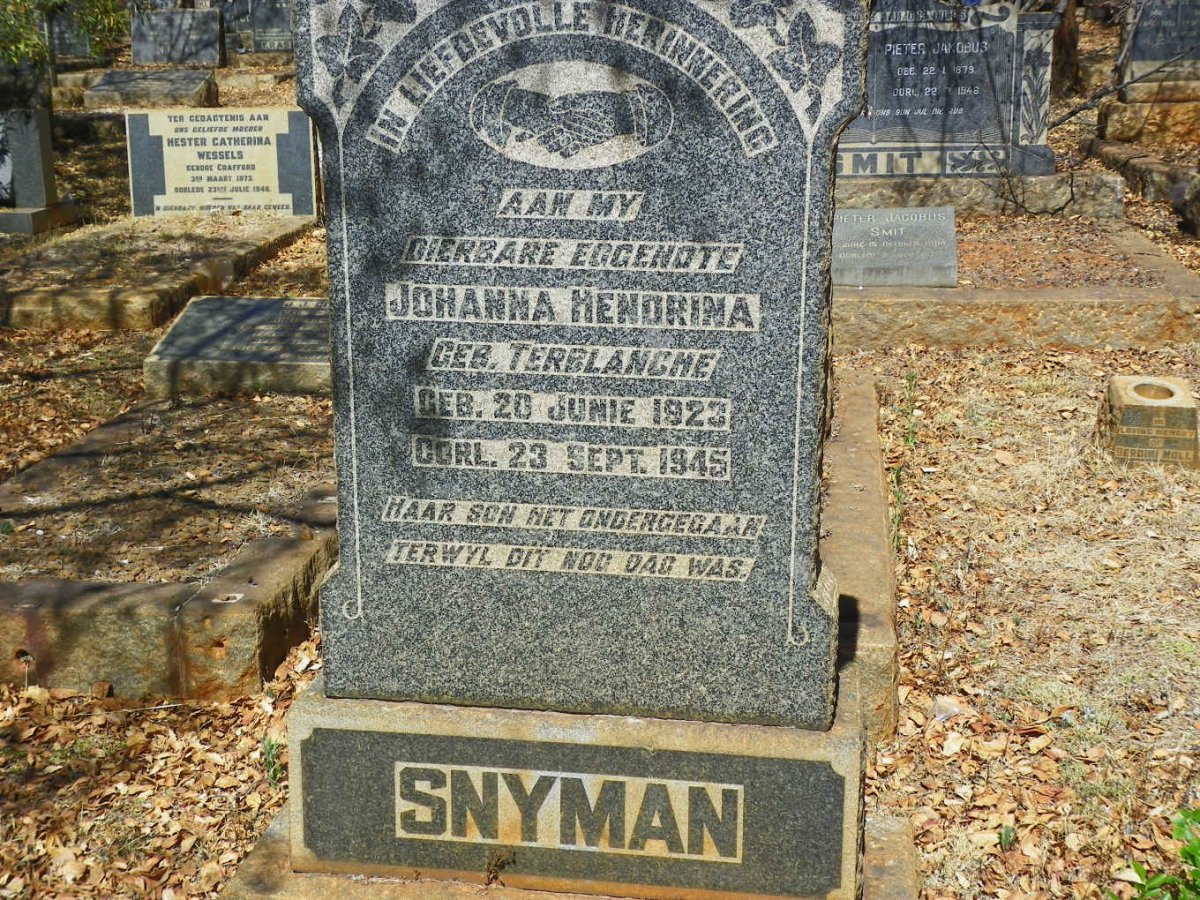 SNYMAN Johanna Hendrina nee TERBLANCHE 1923-1945