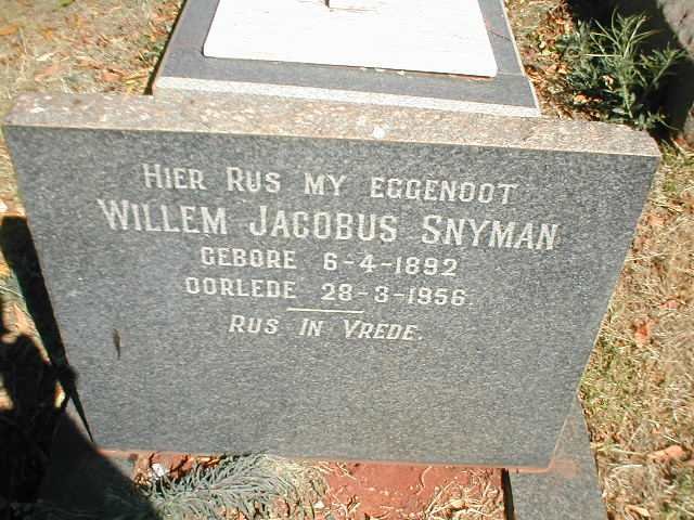 SNYMAN Willem Jacobus 1892-1956