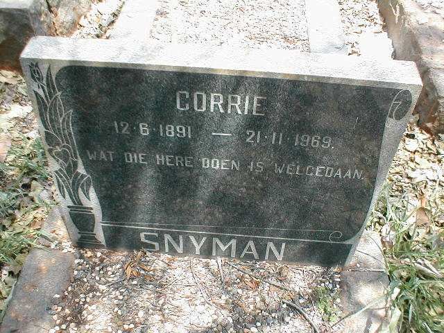 SNYMAN Corrie 1891-1969