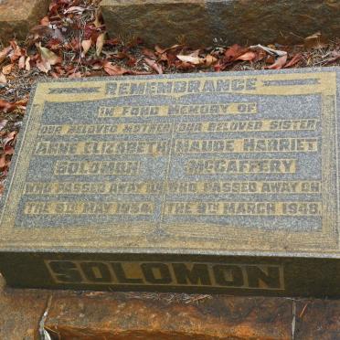 SOLOMON Anne Elizabeth -1954 :: McCAFFERY Maude Harriet -1948