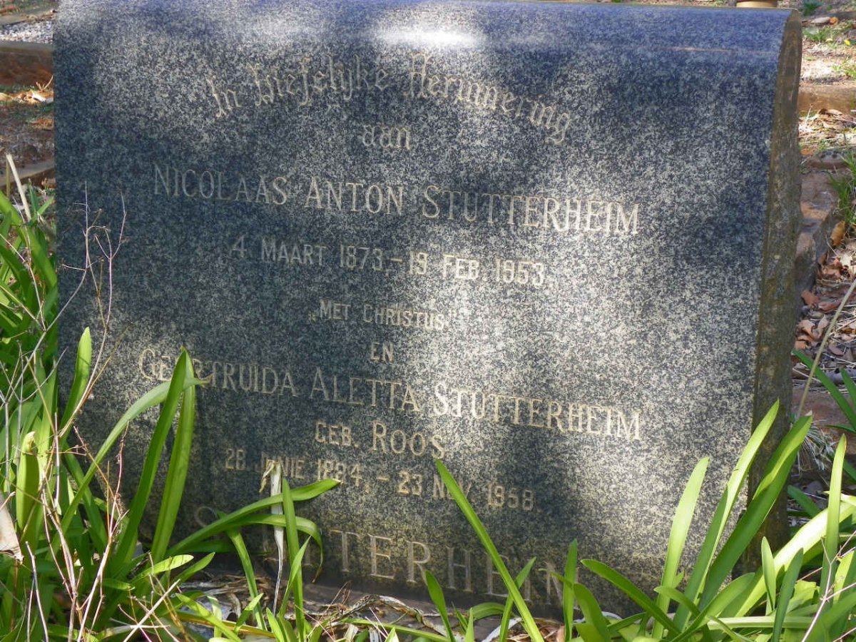 STUTTERHEIM Nicolaas Anton 1873-1953 &amp; Gertruida Aletta ROOS 1884-1958