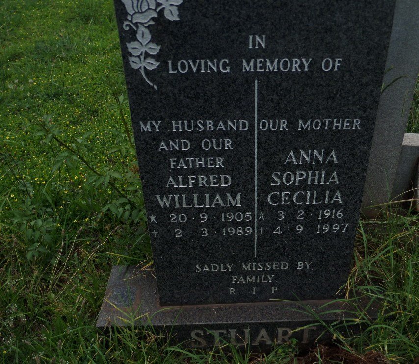 STUART Alfred William 1905-1989 &amp; Anna Sophia Cecilia 1916-1997