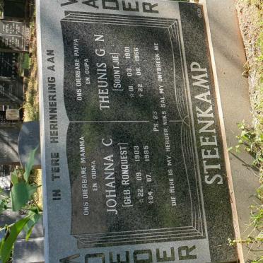 STEENKAMP Theunis G.N. 1901-1966 &amp; Johanna C. RONQUEST 1903-1985