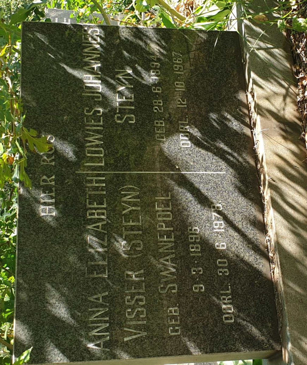 STEYN Lowies Johannes 1894-1967 &amp; Anna Elizabeth VISSER nee SWANEPOEL 1896-1978