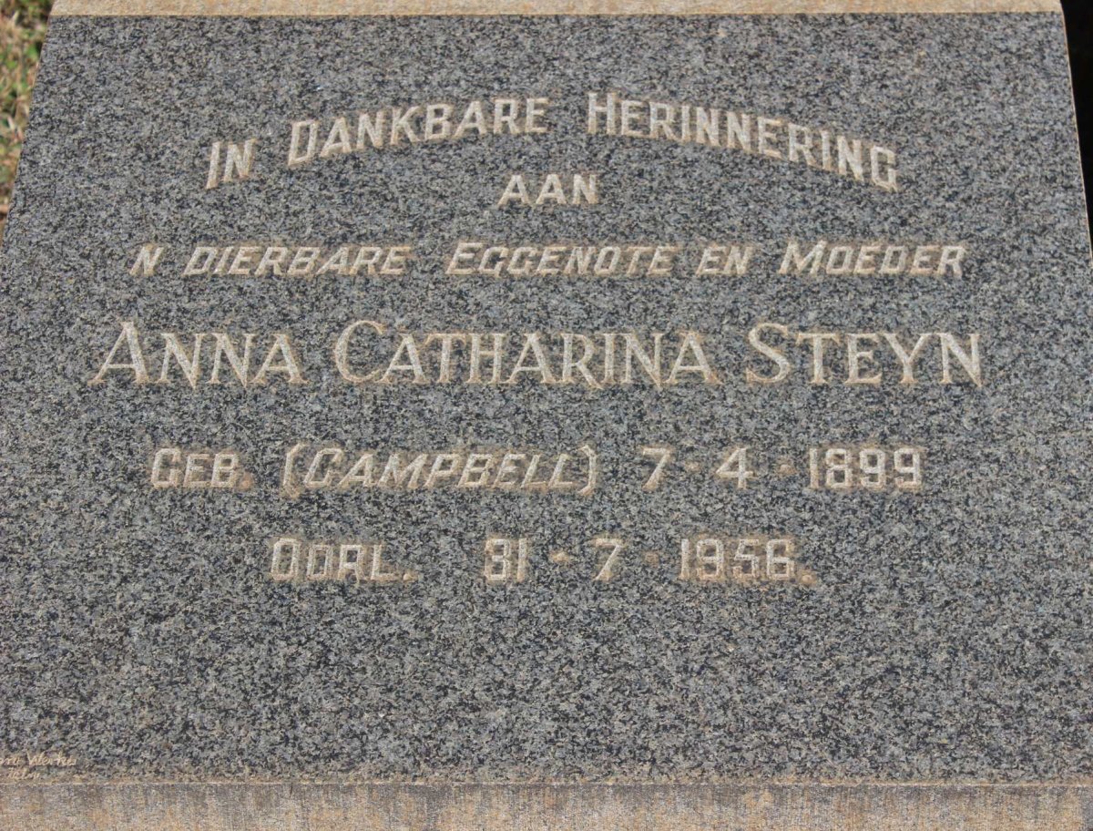 STEYN Anna Catharina nee CAMPBELL 1899-1956