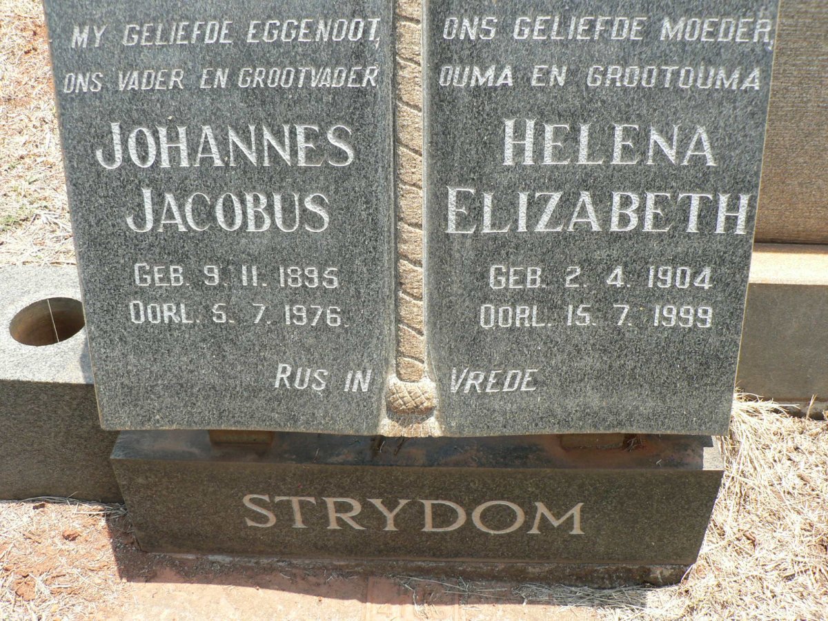 STRYDOM Johannes Jacobus 1895-1976 &amp; Helena Elizabeth 1904-1999