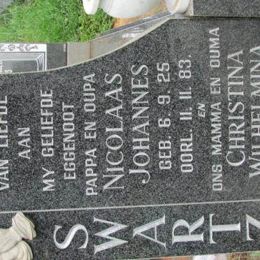 SWARTZ Nicolaas Johannes 1925-1983 &amp; Christina Wilhelmina 1928-1986