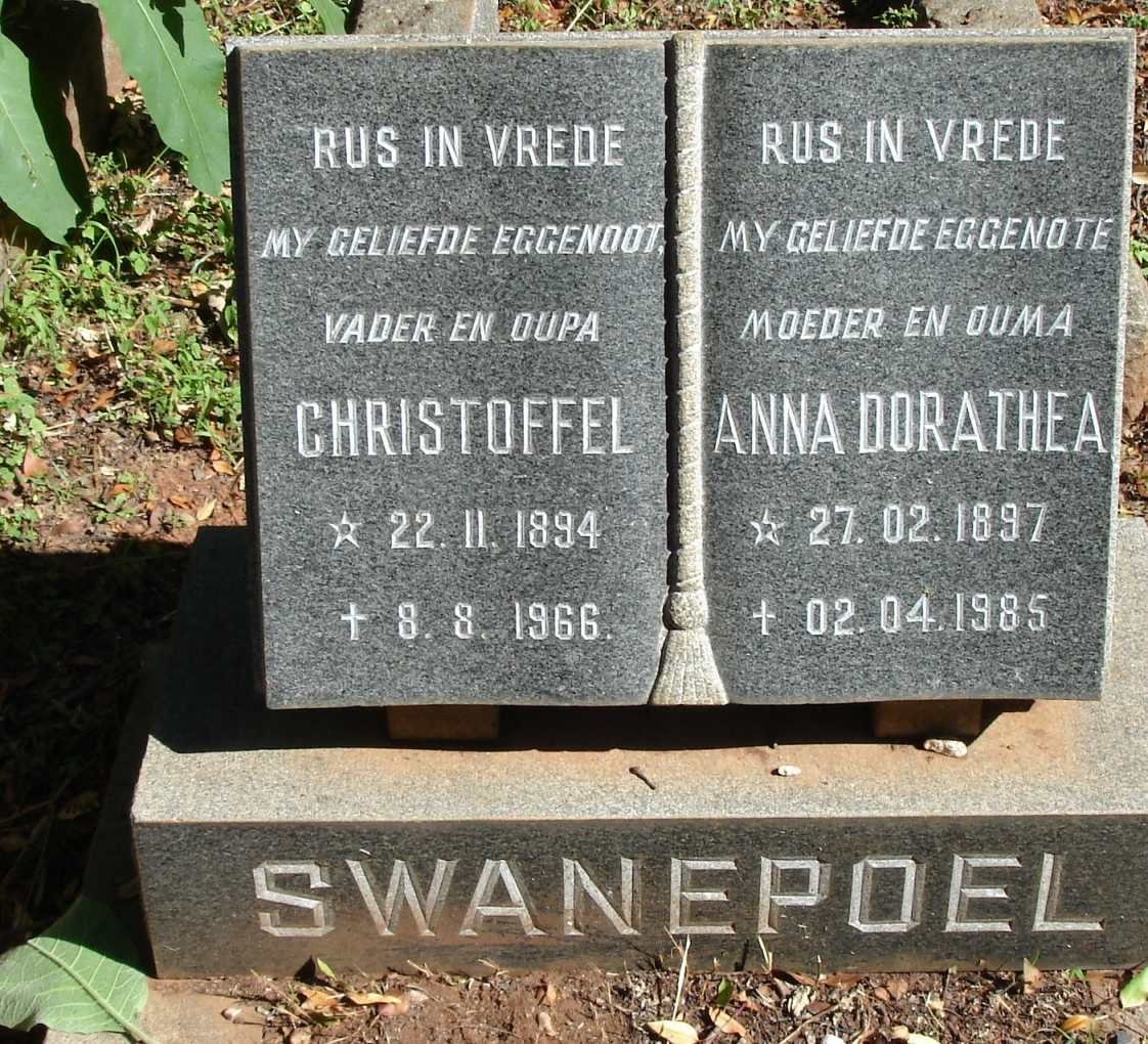 SWANEPOEL Christoffel 1894-1966 &amp; Anna Dorathea 1897-1985