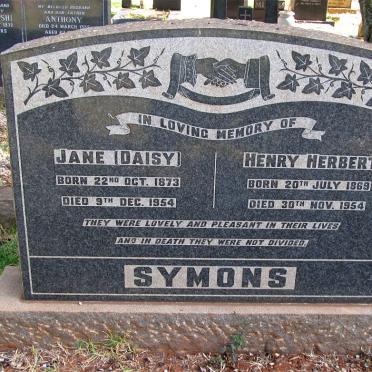 SYMONS Henry Herbert 1869-1954 &amp; Jane 1873-1954