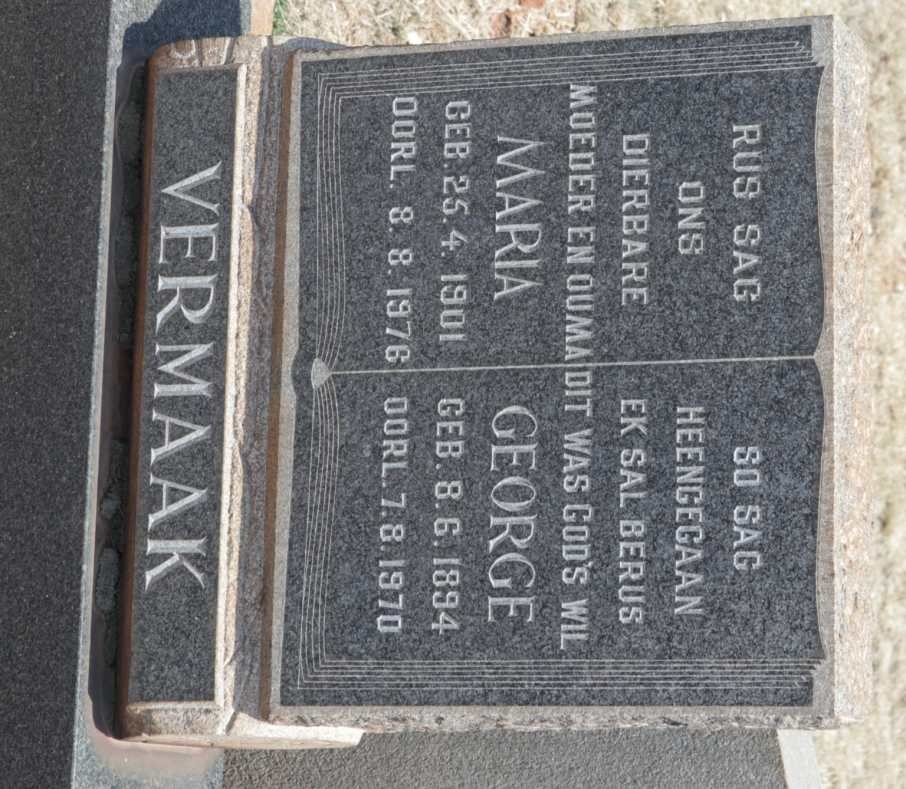 VERMAAK George 1894-1970 &amp; Maria 1901-1976