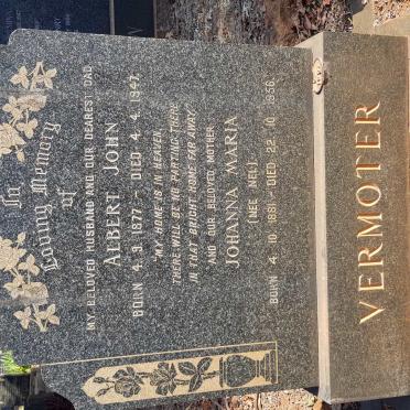 VERMOTER Albert John 1877-1947 &amp; Johanna Maria NEL 1881-1956