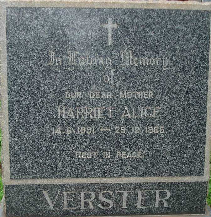 VERSTER Harriet Alice 1891-1966