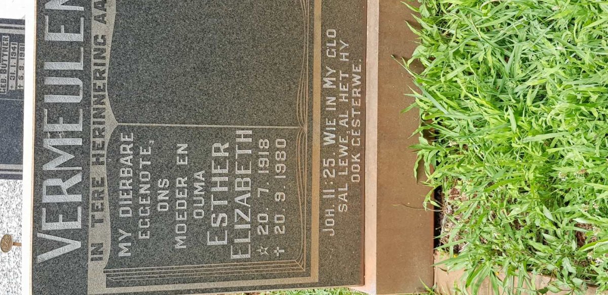 VERMEULEN Esther Elizabeth 1918-1980