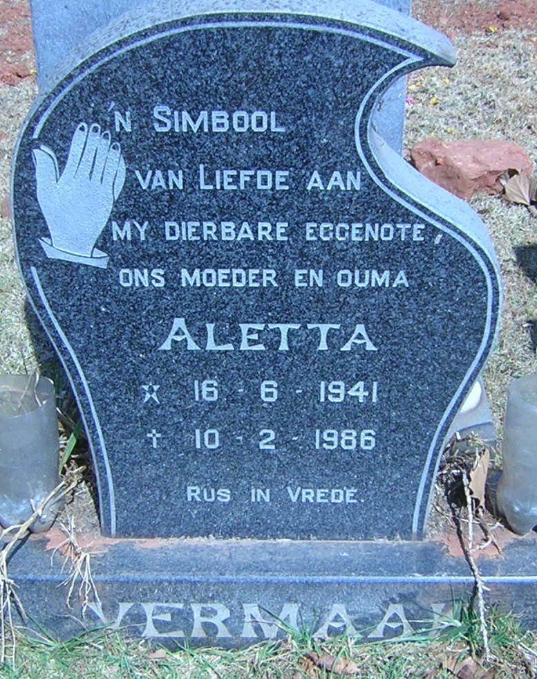 VERMAAK Aletta 1941-1986