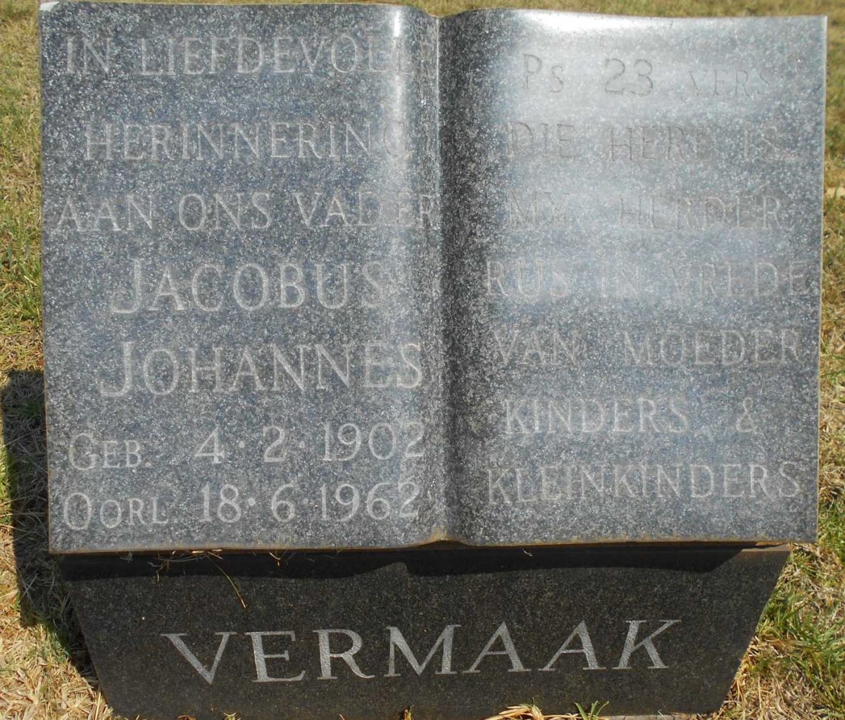 VERMAAK Jacobus Johannes 1902-1962