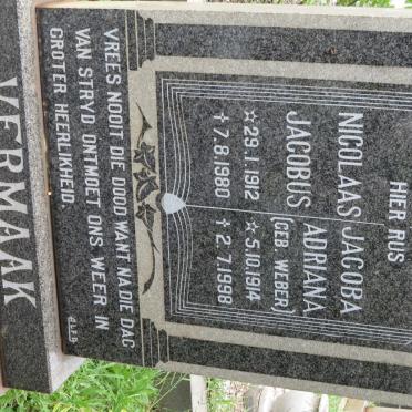 VERMAAK Nicolaas Jacobus 1912-1980 &amp; Jacoba Adriana WEBER 1914-1998