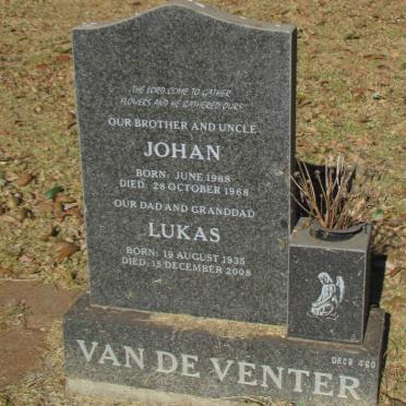 VENTER Lukas, van de 1935-2008 :: VENTER Johan, van de 1968-1968