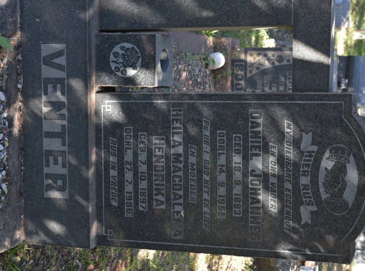 VENTER Daniel Johannes 1893-1955 &amp; Heila Magdalena Hendrika 1897-1986