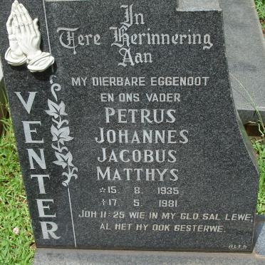 VENTER Petrus Johannes Jacobus Matthys 1935-1981