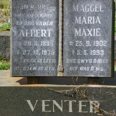 VENTER Albert 1895-1975 &amp; Maggel Maria Maxie  1902-1993