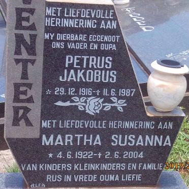 VENTER Petrus Jakobus 1916-1987 &amp; Martha Susanna 1922-2004