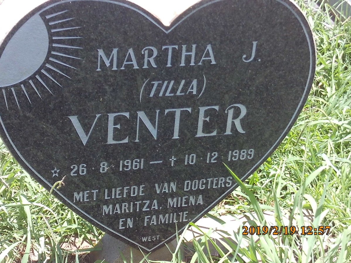 VENTER Martha J. 1961-1989