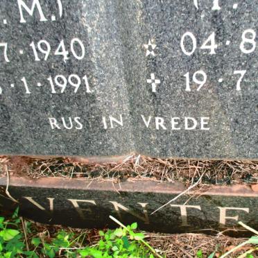 VENTER P.S. 1939-1992 &amp; E.J.M. 1940-1991