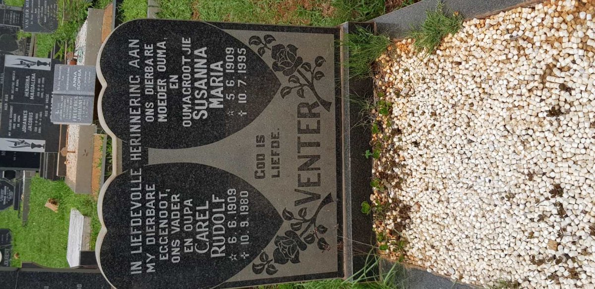 VENTER Carel Rudolf 1909-1980 &amp; Susanna Maria 1909-1995