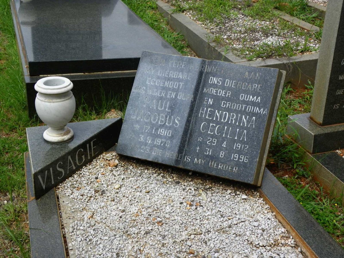 VISAGIE Paul Jacobus 1910-1976 &amp; Hendrina Cecilia 1912-1996
