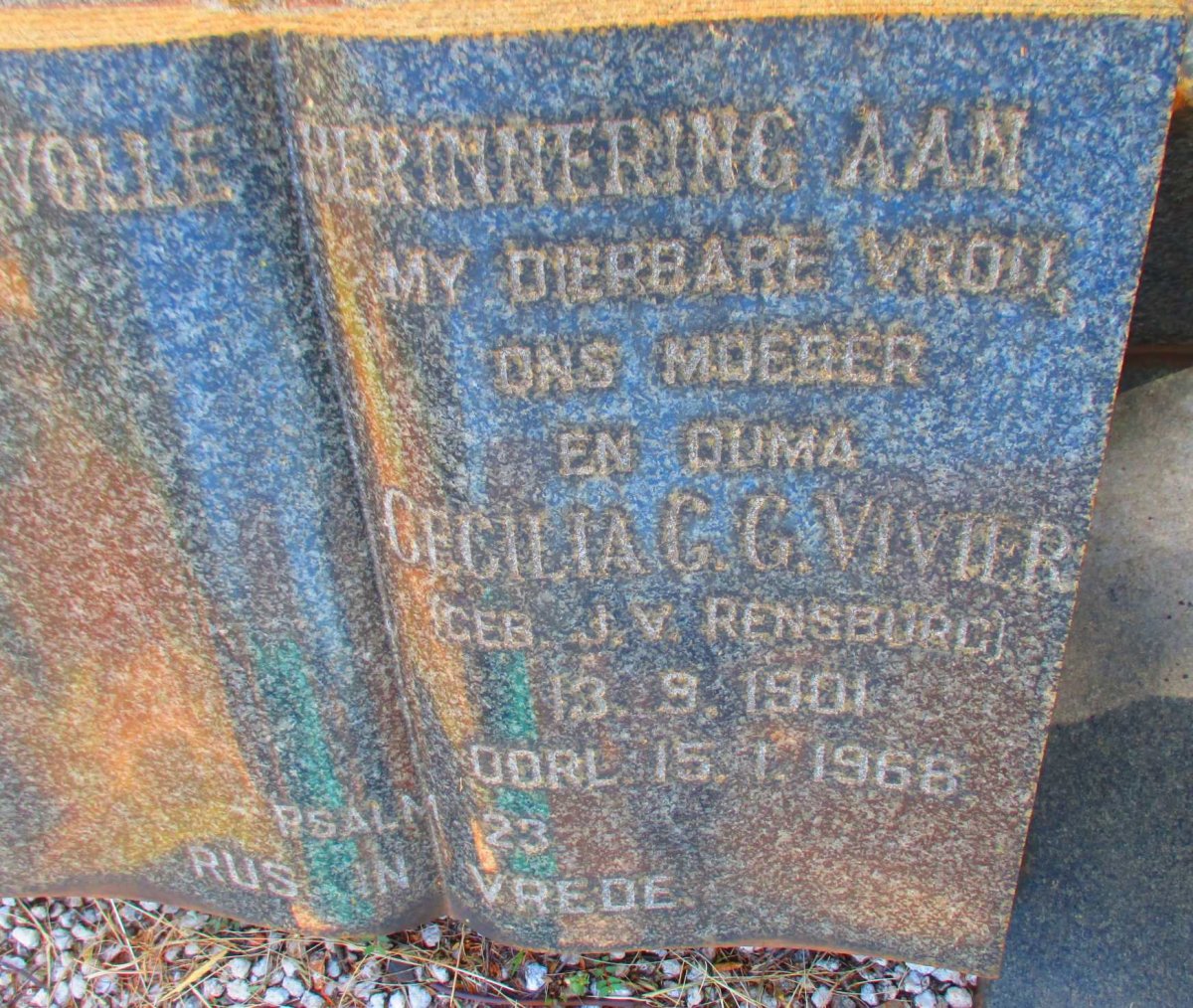 VIVIER Cecilia G.G. nee J.V. RENSBURG 1901-1968