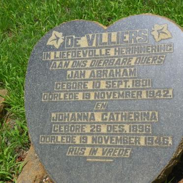 VILLIERS Jan Abraham, de 1891-1942 &amp; Johanna Catherina 1896-1946