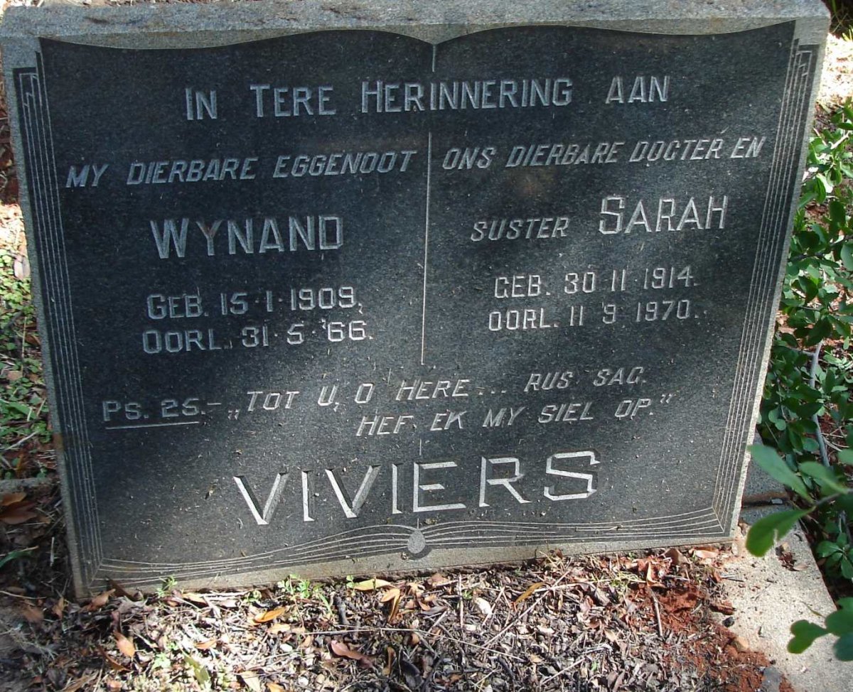 VIVIERS Wynand 1909-1966 &amp; Sarah 1914-1970