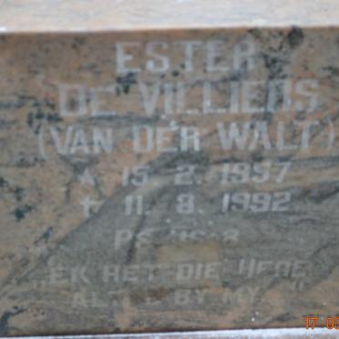VILLIERS Ester, de nee VAN DER WALT 1957-1992