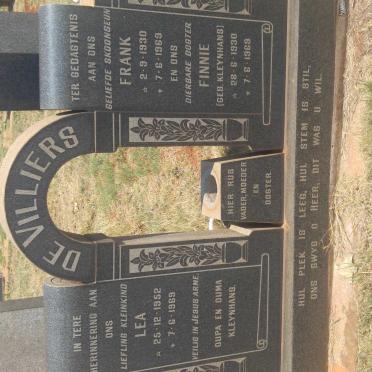 VILLIERS Frank, de 1930-1969 &amp; Finnie KLEYNHANS 1930-1969 :: DE VILLIERS Lea 1952-1969