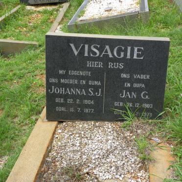 VISAGIE Jan G. 1903-1979 &amp; Johanna S.J. 1904-1977