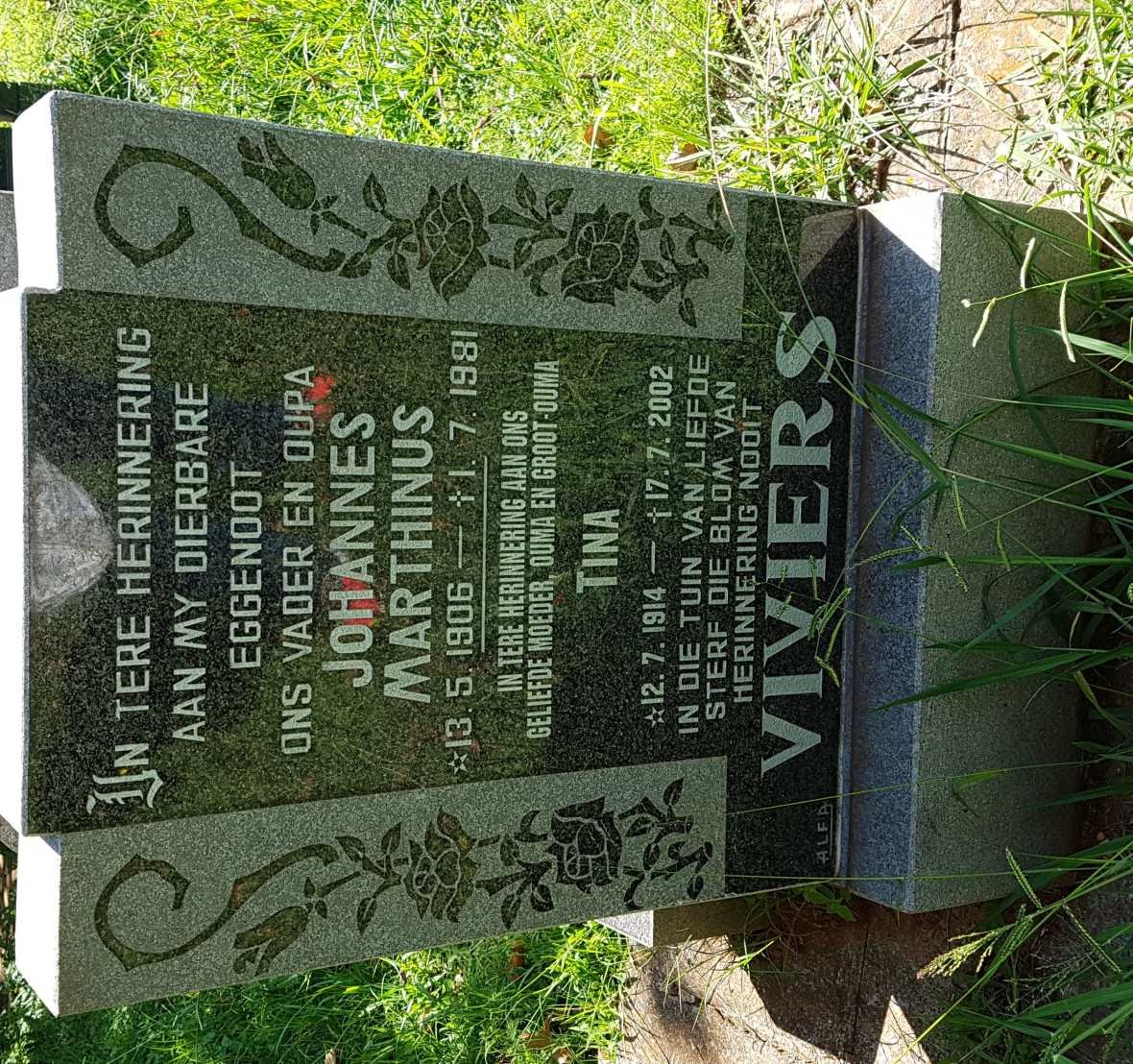 VIVIERS Johannes Marthinus 1906-1981 &amp; Tina 1914-2002