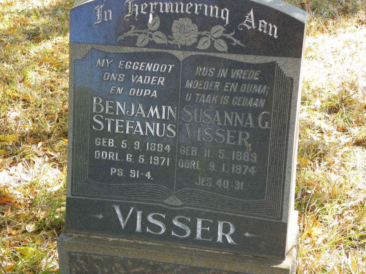 VISSER Benjamin Stefanus 1884-1971 &amp; Susanna G. 1889-1974