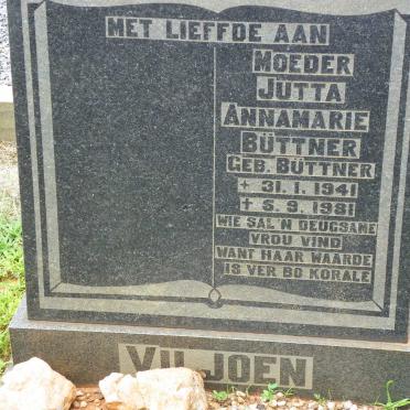 VILJOEN Jutta Annamarie nee BÜTTNER 1941-1981