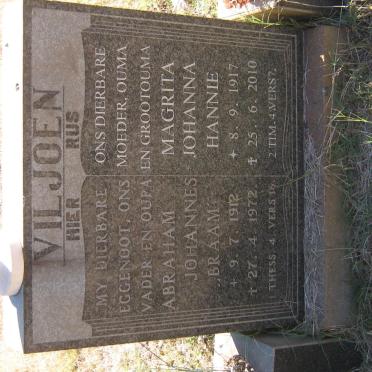 VILJOEN Abraham Johannes 1912-1972 &amp; Magrita Johanna 1917-2010