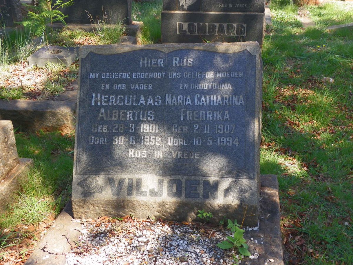 VILJOEN Herculaas Albertus 1901-1959 &amp; Maria Catharina Fredrika 1907-1994