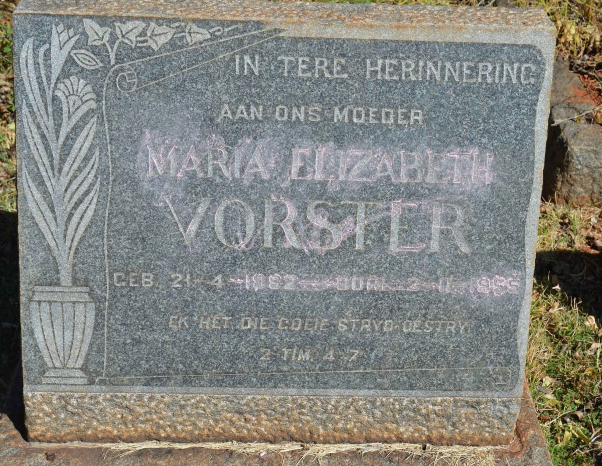 VORSTER Maria Elizabeth 1882-1955