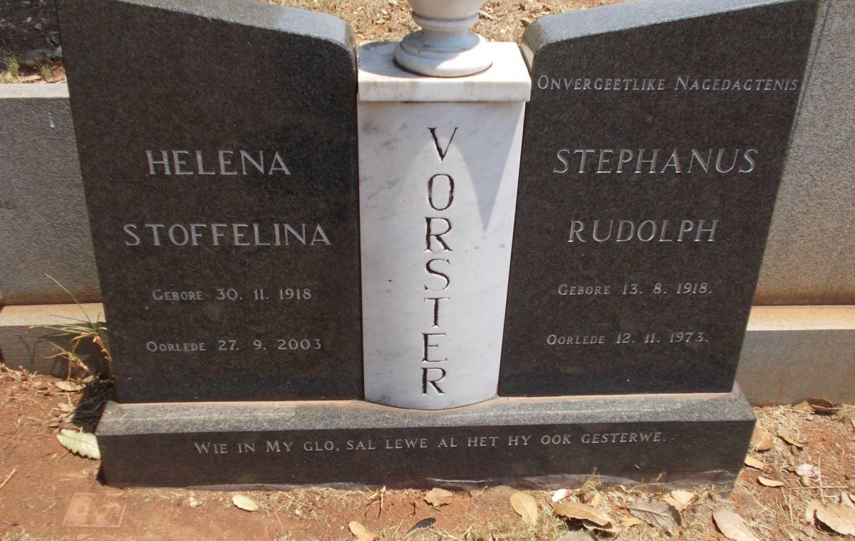 VORSTER Stephanus Rudolph 1918-1973 &amp; Helena Stoffelina 1918-2003