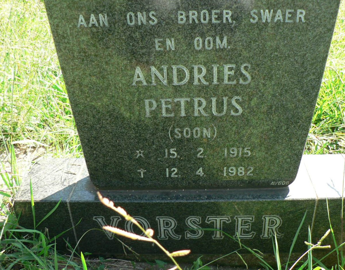 VORSTER Andries Petrus 1915-1982