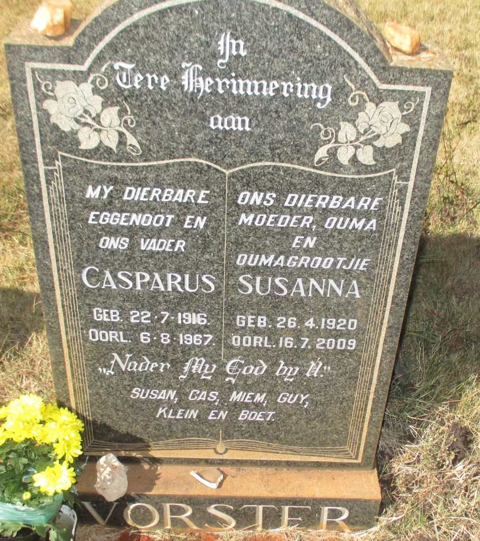VORSTER Casparus 1916-1967 &amp; Susanna 1920-2009
