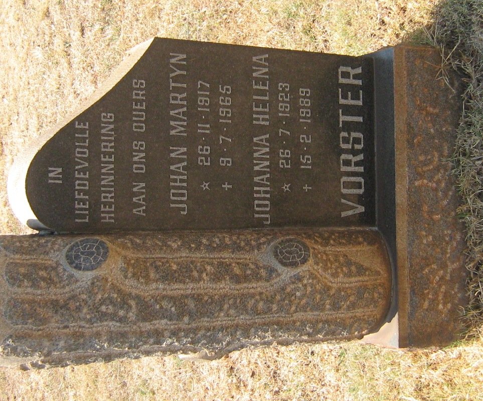 VORSTER Johan Martyn 1917-1965 &amp; Johanna Helena 1923-1989